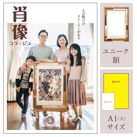 肖像コラージュ 【大  A1サイズ／ユニーク額】（オーダー制）