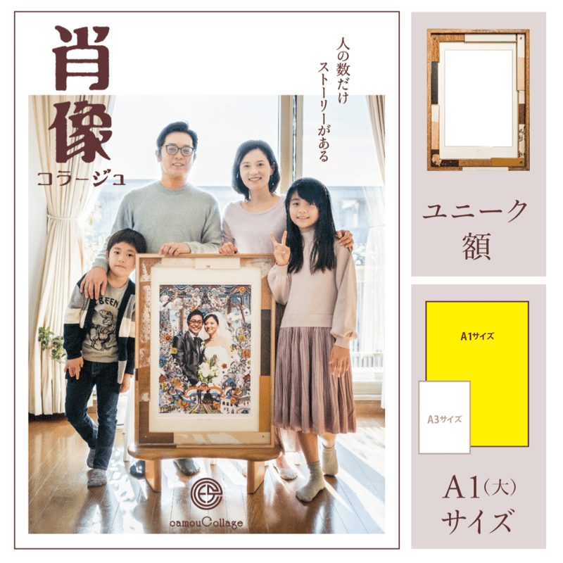 肖像コラージュ 【大 A1サイズ／ユニーク額】（オーダー制
