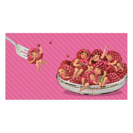 フラットポーチ「Raspberries」