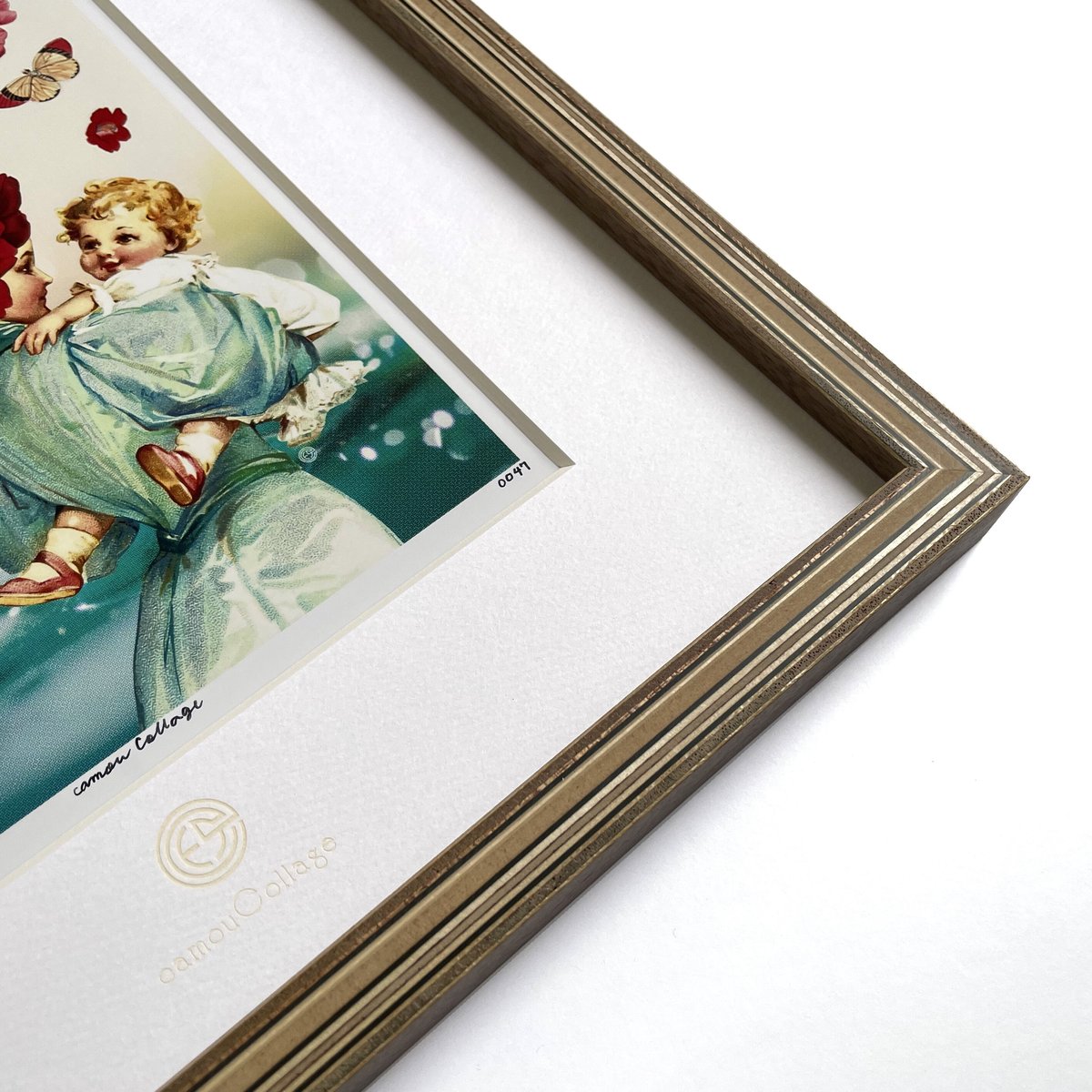 茶色の水墨画 木製フレーム付き 茶色の水墨画 木製フレーム付き 茶色の水墨画 木製フレーム付き