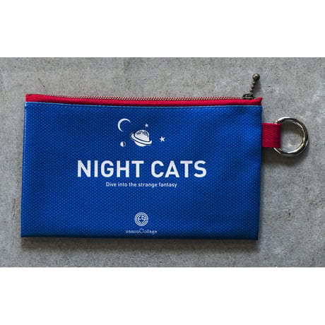 フラットポーチ「Night cats」