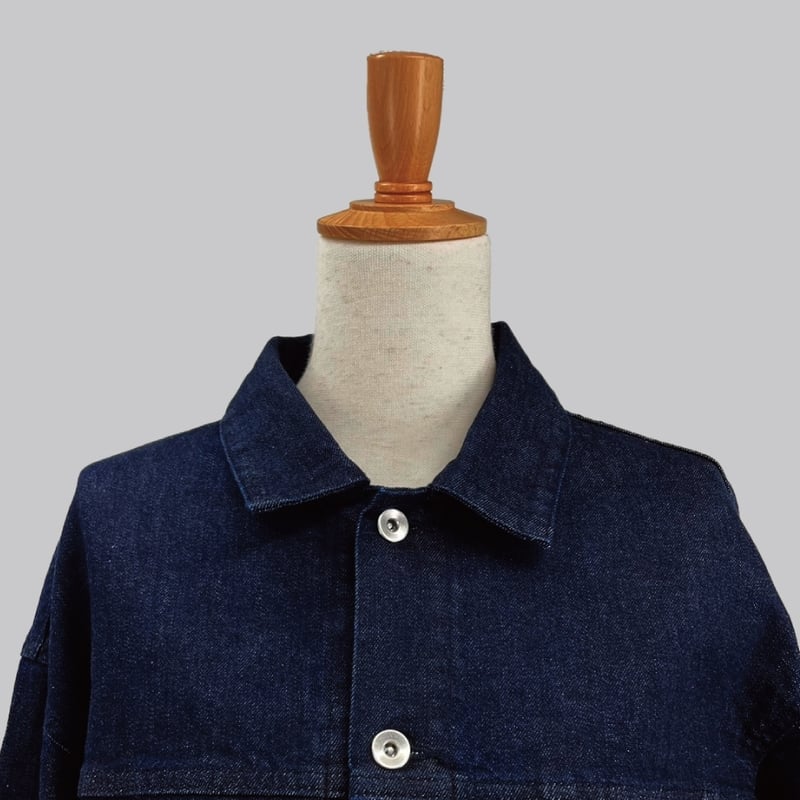 K*a様 inn see インディゴ チャイナボタン カバーオール 児島デニム ladies denim jacket（short） | inn see