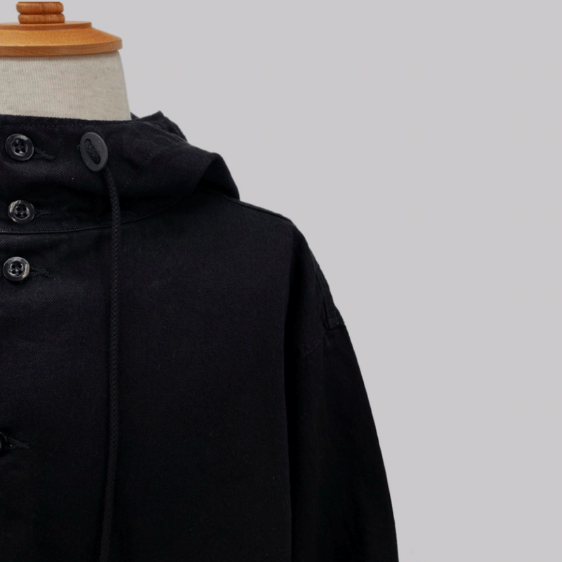 hooded coat（black denim） | inn see