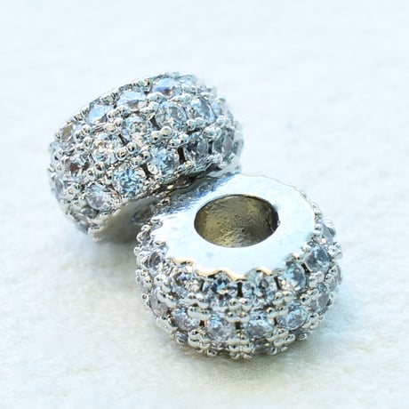 ミル打ち ジルコニアロンデル 6mm 5個 | シルバー ゴールド | 高品質 ビーズ ハンドメイド アクセサリーパーツ 接続パーツ スペーサー