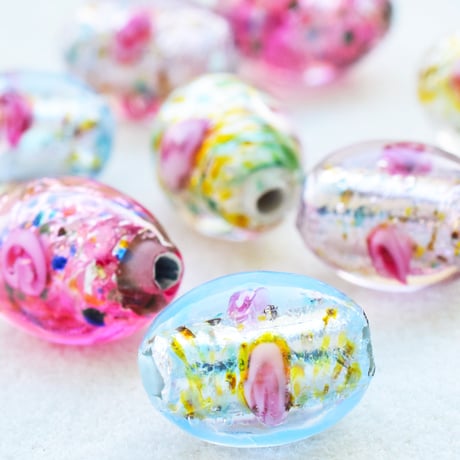 【全４色】チェコ製 ランプビーズ <ホイル> オーバル　５個