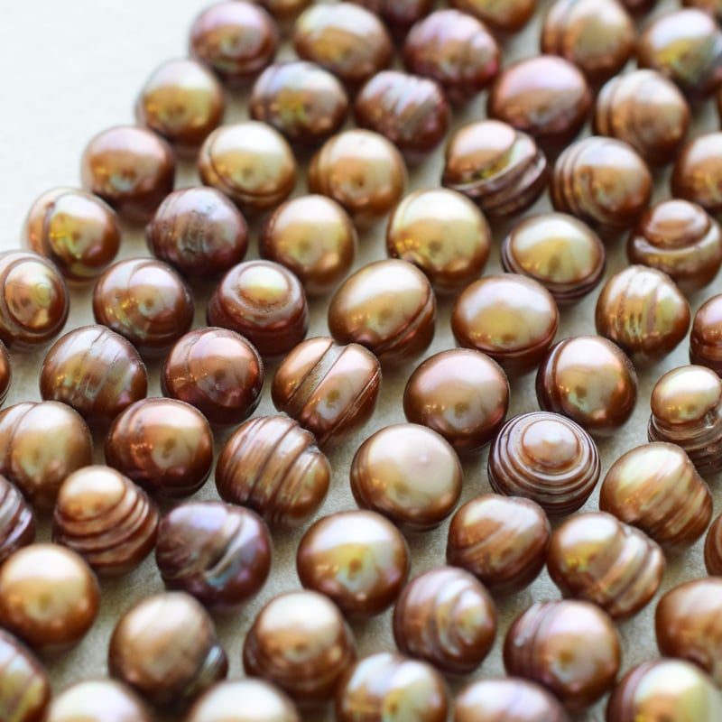 淡水パール ブラウンゴールド タテサークル 6mm | beads lot