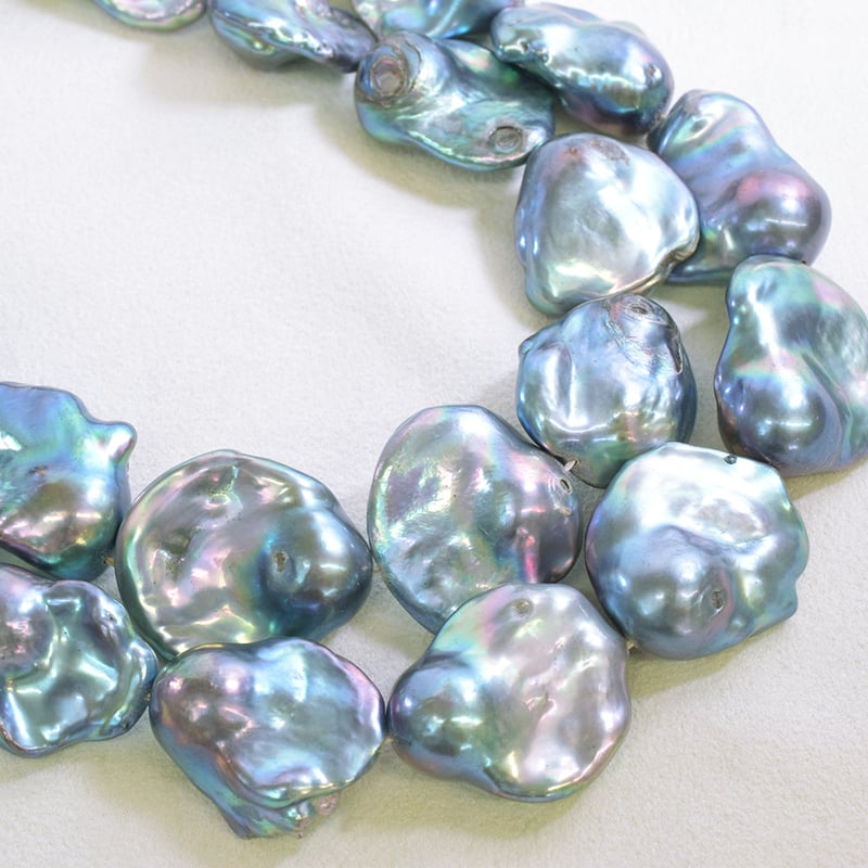 淡水パール ブルー バロック 約21～29mm 【40cm】 | beads lot