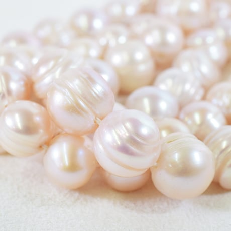 淡水パール ピンク ラウンド 約9～10.5mm 【40cm】