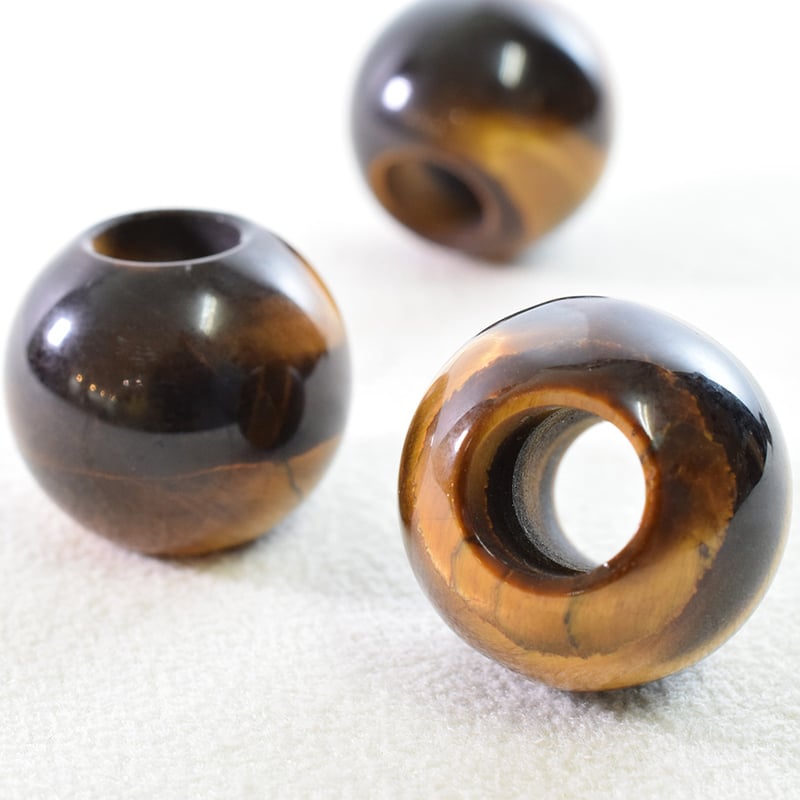 丸玉(特大) 1個入 タイガーアイ 天然石 大穴ビーズ 約20mm 穴約7.5
