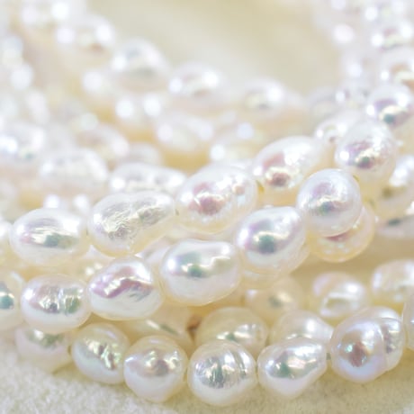 淡水パール ホワイト バロック 約3.5×5mm 【40cm】