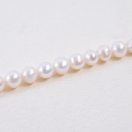 淡水パール　ホワイト　丸エッグ　6～7mm　【37cm】