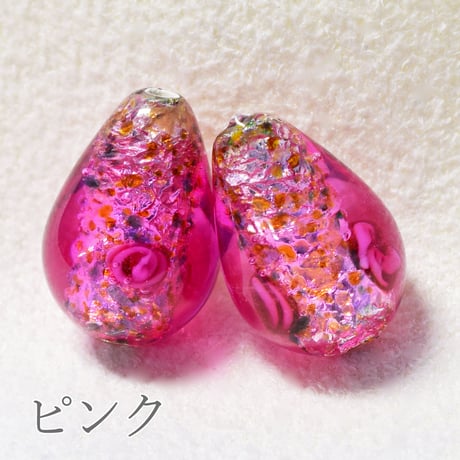 【全４色】チェコ製 ランプビーズ <ホイル> ドロップ　５個