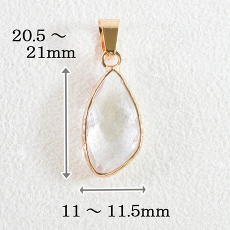 天然石チャーム　バチカン付　水晶　変形ペアシェイプ　20.5×11mm　【1個】