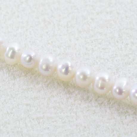 淡水パール ホワイト セミラウンド 約2.5×3.5mm 【40cm】