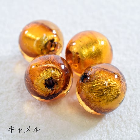 【ベネチアン】ラウンド　約８mm　ゴールドフォイル