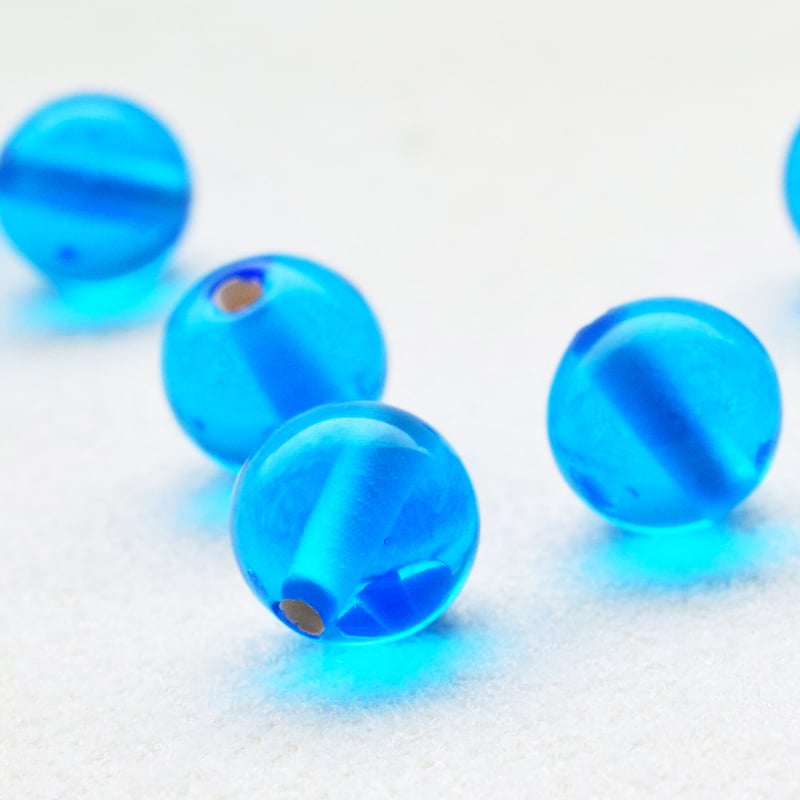 チェコ製ハンドメイドガラスビーズ ブルー8㎜【5個】 | beads lot