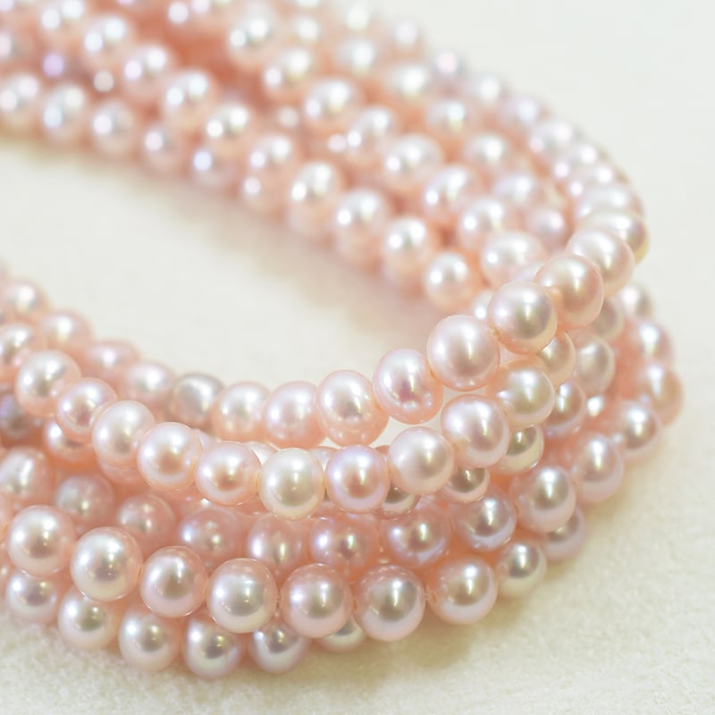 淡水パール ピンク エッグ 3.5～4mm 40cm | beads lot