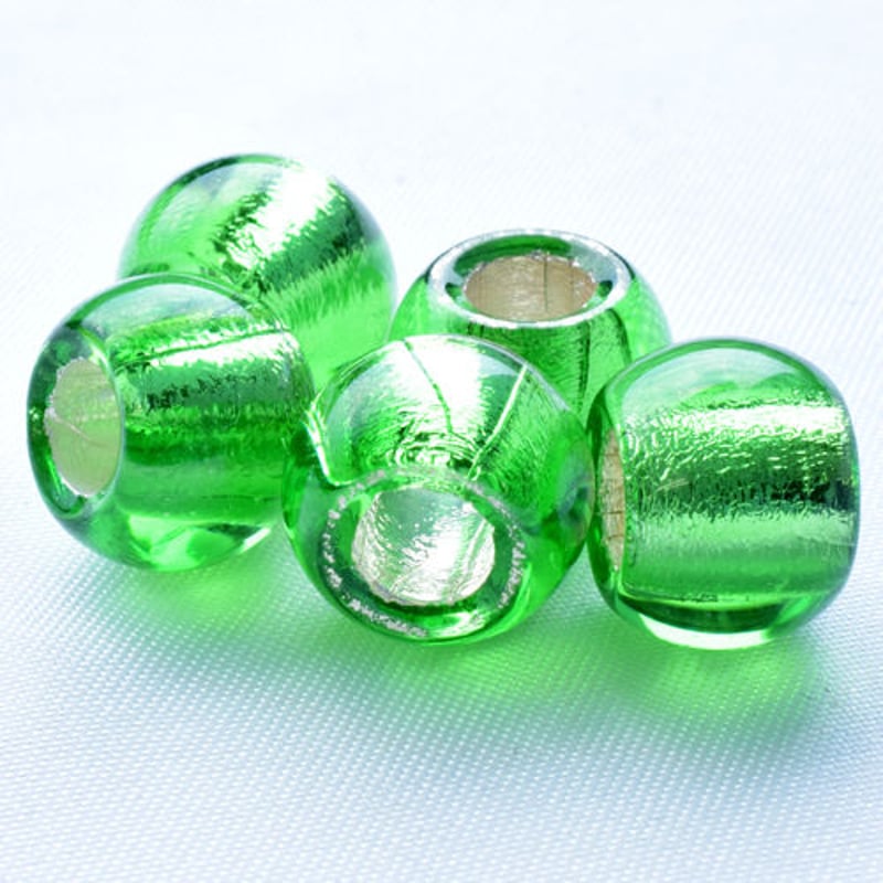 全10色】チェコ製 ガラスビーズ 12mm シルバーホイル 大穴ビーズ 10個