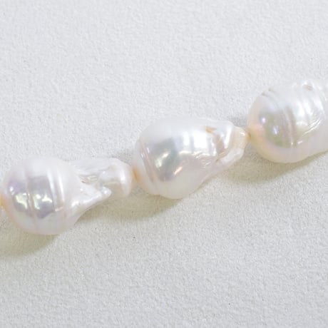 淡水パール ホワイト バロック 約17～22mm 【40cm】