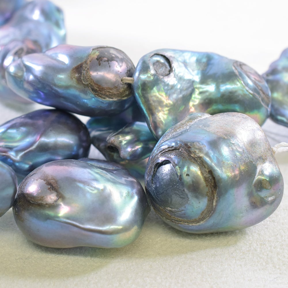 淡水パール ブルー バロック 約21～29mm 【40cm】 | beads lot