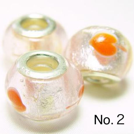 【赤系】Silver925 リム付き ビッグホール ガラスビーズ 9×13mm 穴4mm ランプワーク とんぼ玉風 1個