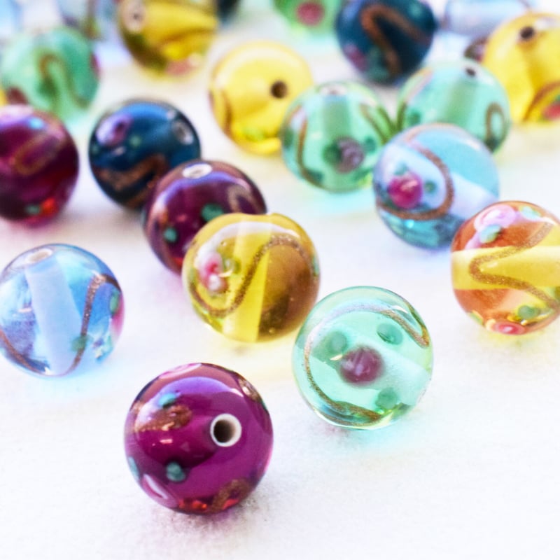 チェコ製 ガラスビーズルキノ【クリア】 10mm 5個 | beads lot