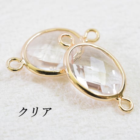 ガラスチャーム　オーバル (中)　2つカン 11×9mm　【2個】
