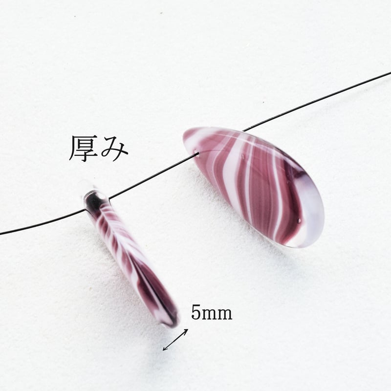 被せガラス　チェコ製　素材 チェコ ガラスビーズ 限定品 №1 フラットしずく型 30mm 1個