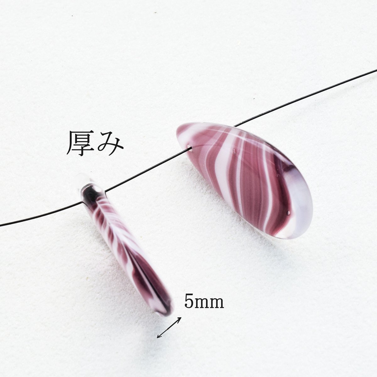 チェコ ガラスビーズ 限定品 №1 フラットしずく型 30mm 1個 | beads lot