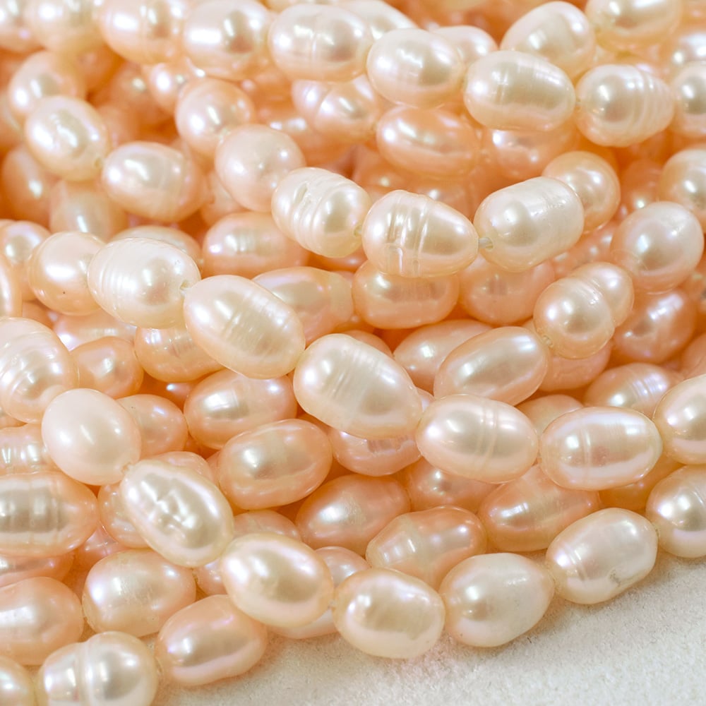淡水パール オレンジ ライス 約7～9mm 【36cm】 | beads lot