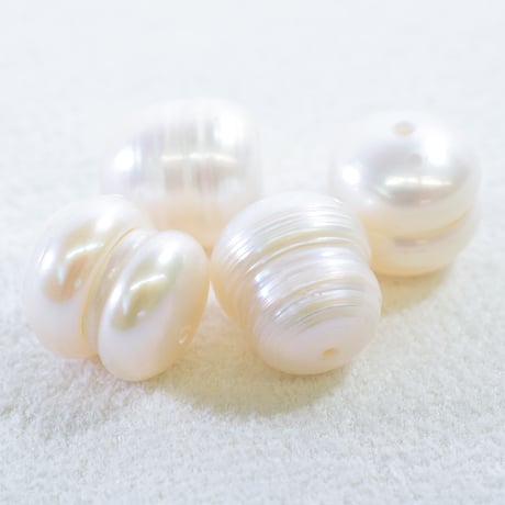 淡水パール　ホワイトバロック 丸サークル 約8～9mm【1個】
