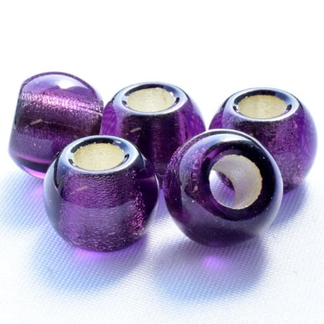【全10色】チェコ製 ガラスビーズ 12mm シルバーホイル 大穴ビーズ 10個