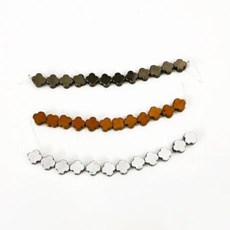 【全3色】メタルコーティングヘマタイト 4ペタル 6×6mm 12コ