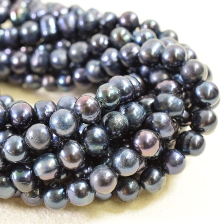 淡水パール　ブラック　エッグ　5～6mm　【36cm】
