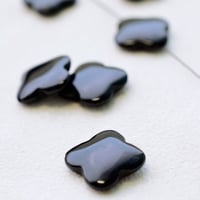 4ペタル花16mm【ブラックアゲート】1個