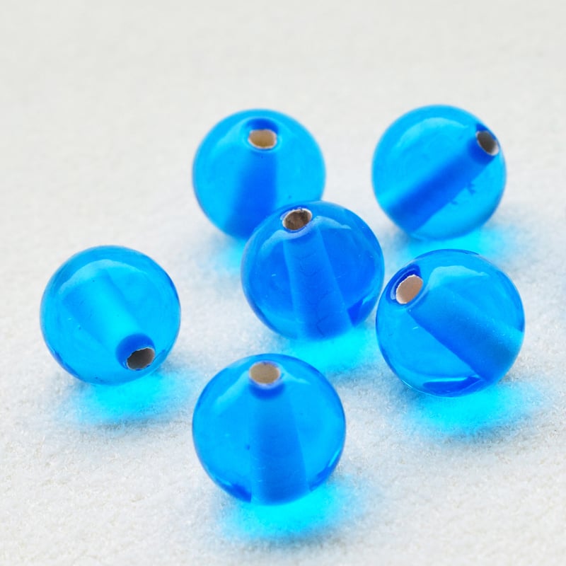 チェコ製ハンドメイドガラスビーズ ブルー8㎜【5個】 | beads lot