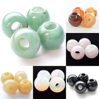 【全7種類】丸玉(中) 2個入 天然石 大穴ビーズ 約14mm 穴約5.5mm パワーストーン