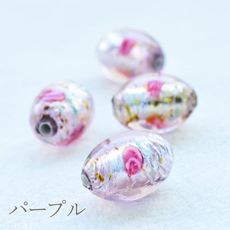 【全４色】チェコ製 ランプビーズ <ホイル> オーバル　５個