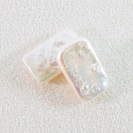 淡水パール　ホワイト　ロングスクエア　約16～19×9～11mm【6個】