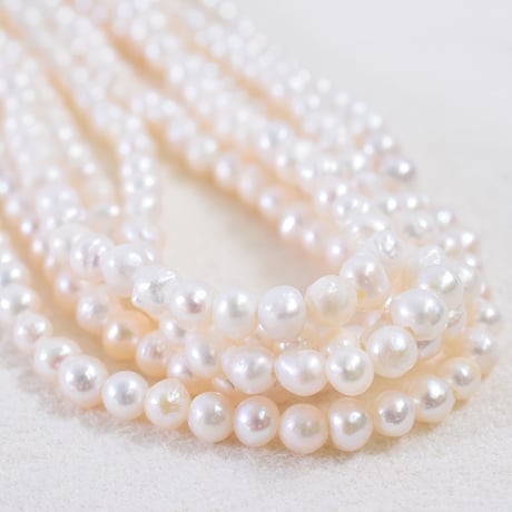 淡水パール　ホワイト　 エッグ　3～3.5mm　【36cm】