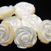 白蝶貝 両面ローズカービング15mm【1個】