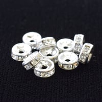 ステンレス製 ラインストーンロンデル 6mm 10個 | シルバー 平型 | 金属アレルギー対応 錆びにくく変色しにくい ハンドメイド アクセサリーパーツ