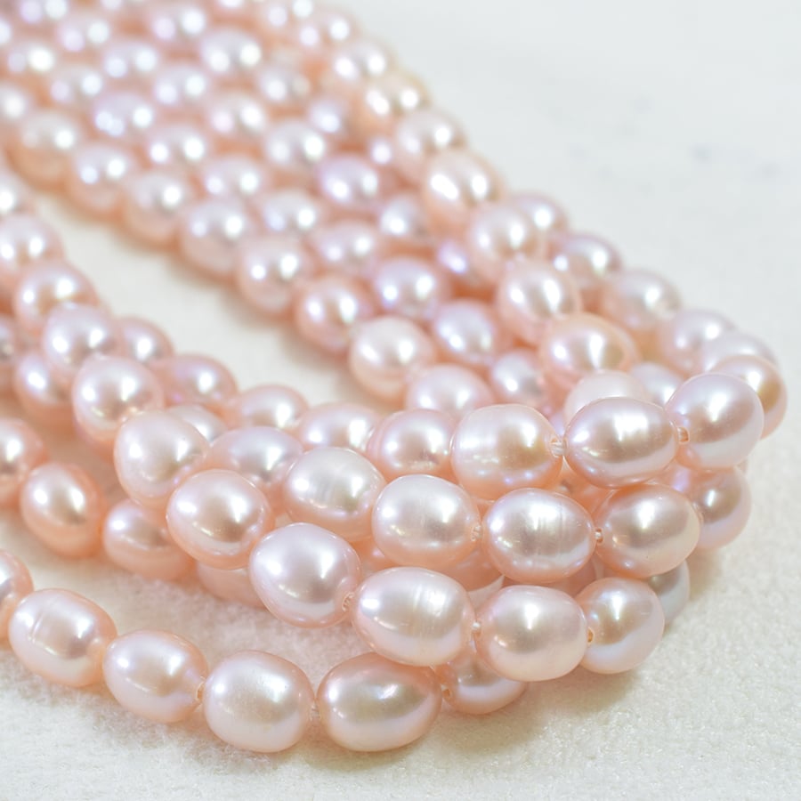 淡水パール ピンク ライス 6.5×5.5㎜【37cm】 | beads lot