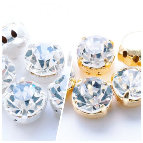 チェコ製【全２色】 ラインストーンセッティング　【ラウンド7.5mm・10個】