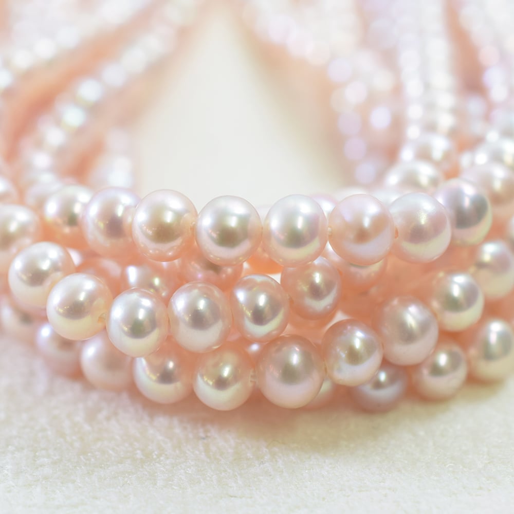 淡水パール ピンク エッグ 3.5～4mm 40cm | beads lot