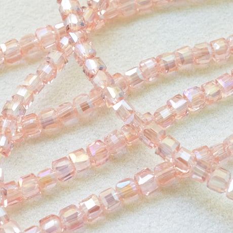 【全5色】ガラスビーズ キューブ面カット 4×4mm