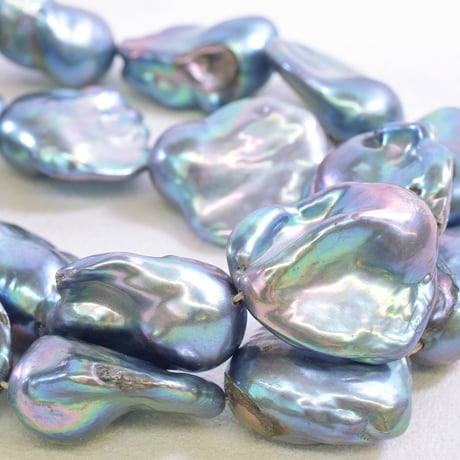 淡水パール ブルー バロック 約21～29mm 【40cm】