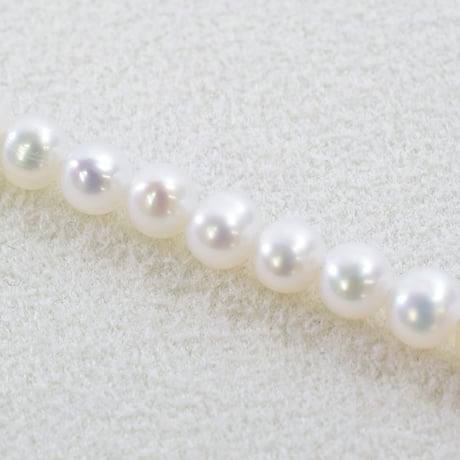 淡水パール ホワイト セミラウンド 約4×4.5mm 【39.5cm】