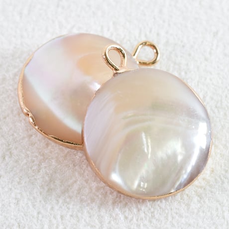 シェルチャーム　ラウンドフラット　15.5～16mm　【2個】