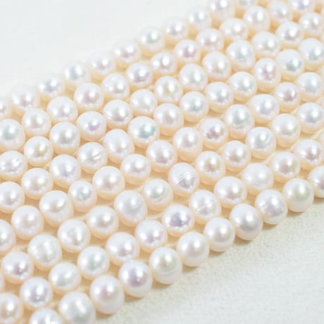 淡水パール　ホワイト　エッグ　5.5～6mm　【40cm】